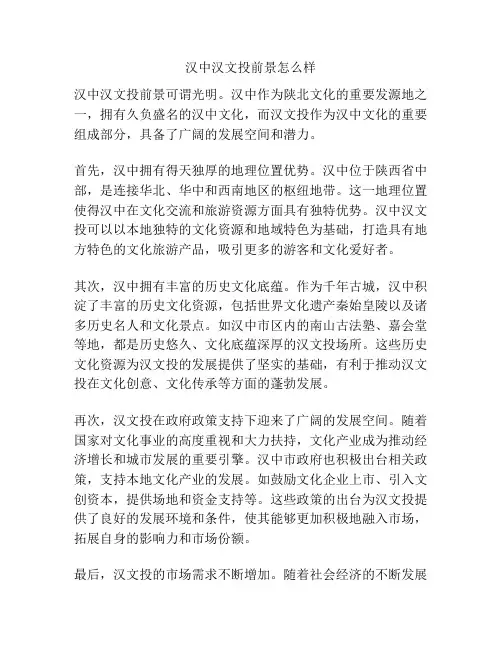 汉中汉文投前景怎么样