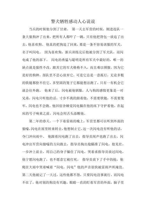 警犬牺牲感动人心说说