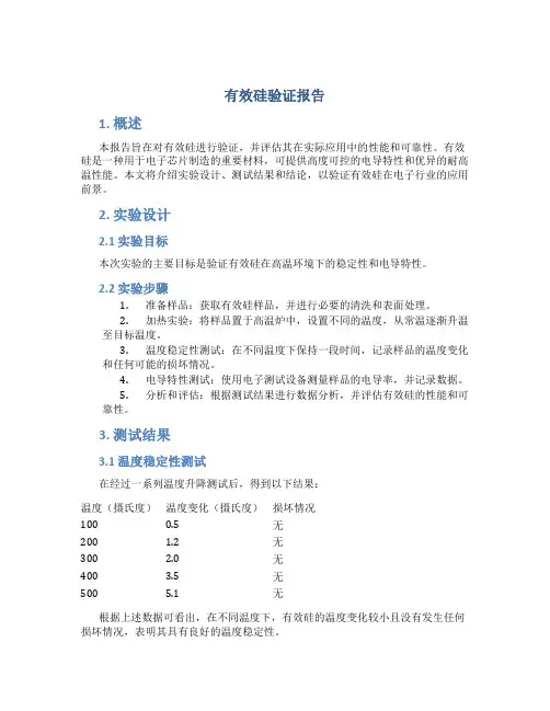 有效硅验证报告