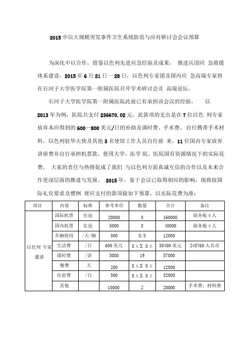 国际会议经费预算