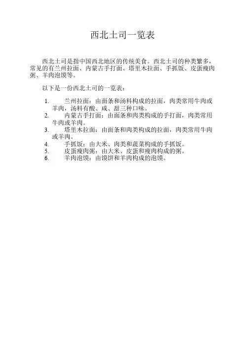 西北土司一览表