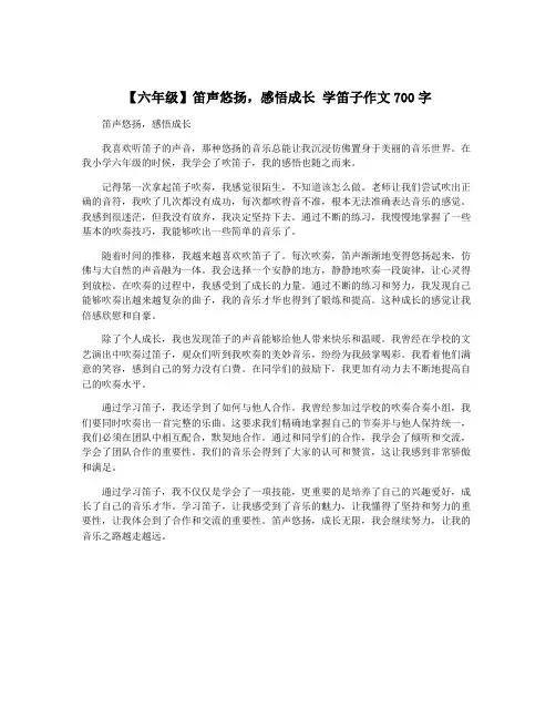 【六年级】笛声悠扬,感悟成长 学笛子作文700字