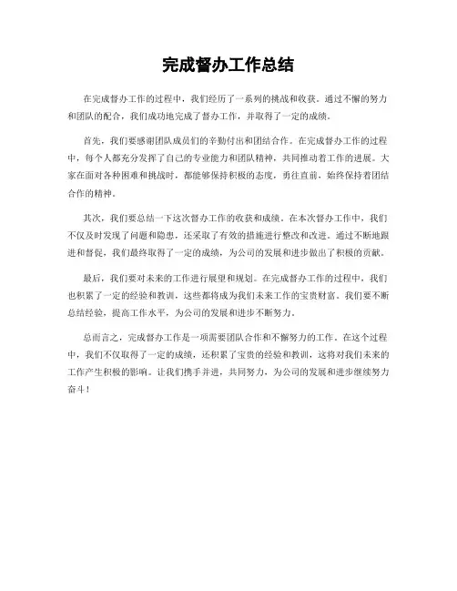 完成督办工作总结