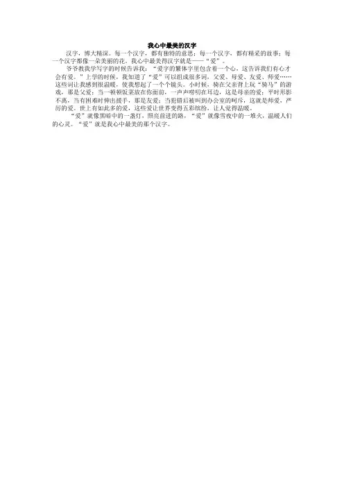 我心中最美的汉字