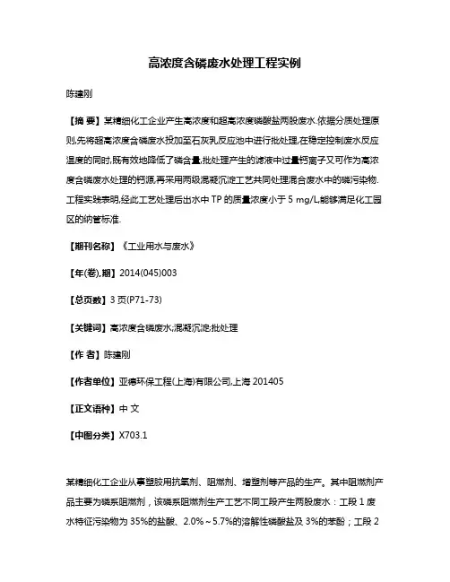 高浓度含磷废水处理工程实例