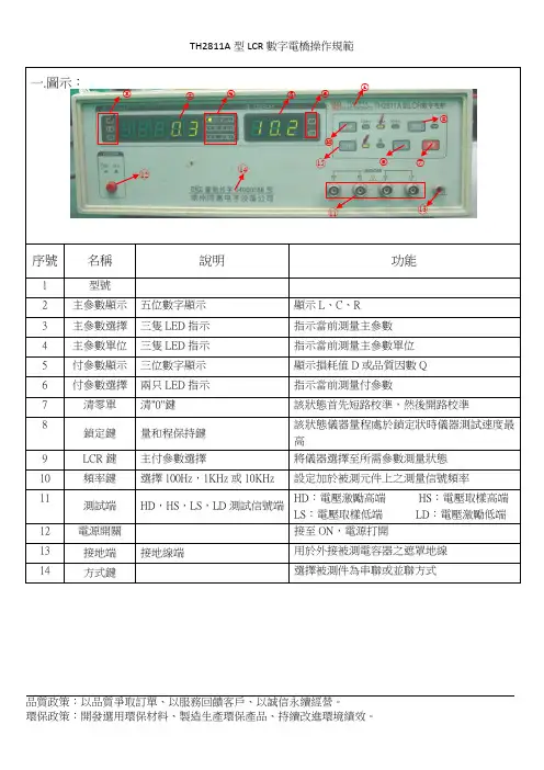 TH2811A型LCR数字电桥操作规范