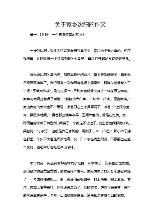 关于家乡沈阳的作文