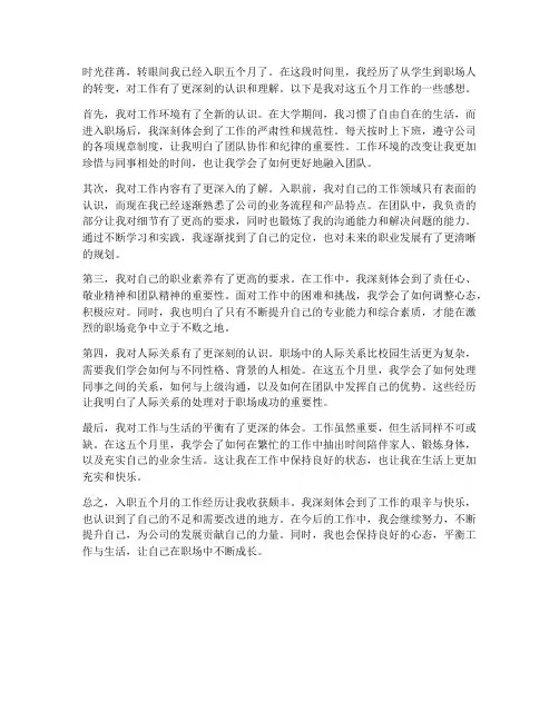 浅谈入职五个月工作感想
