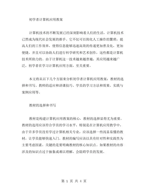 初学者计算机应用教案