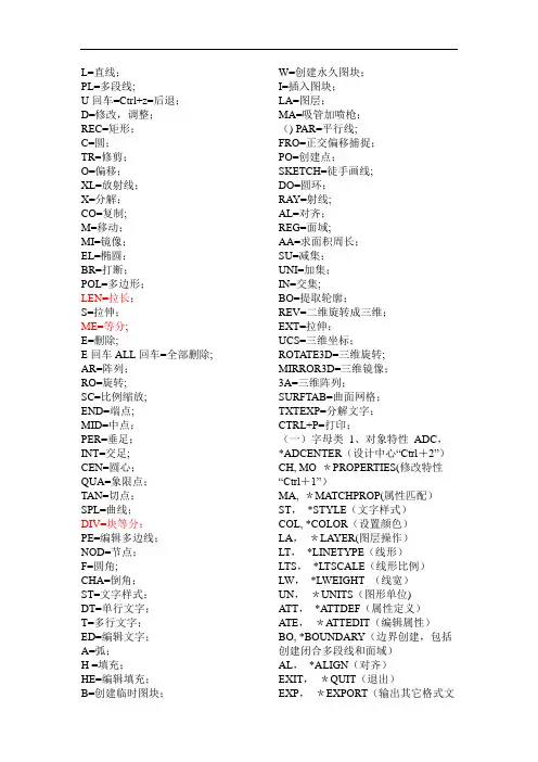 CAD2010快捷键大全