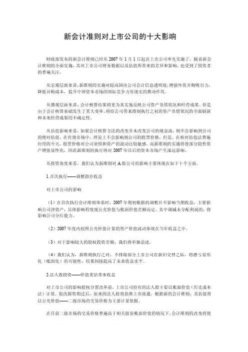 【精品】新会计准则对上市公司的十大影响45