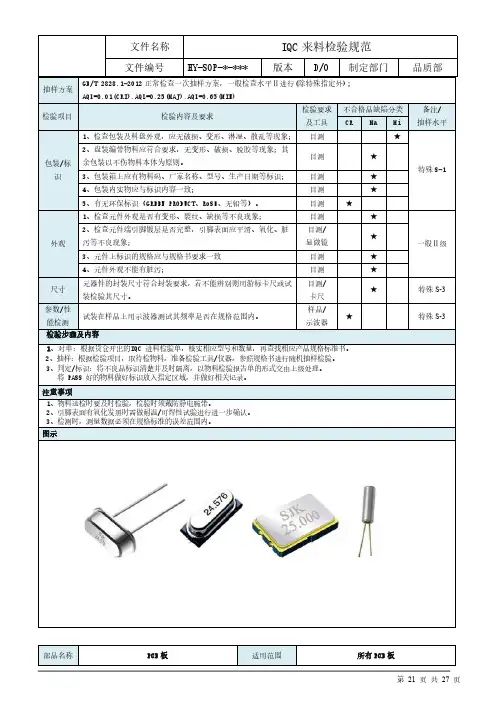 晶振来料检验规范