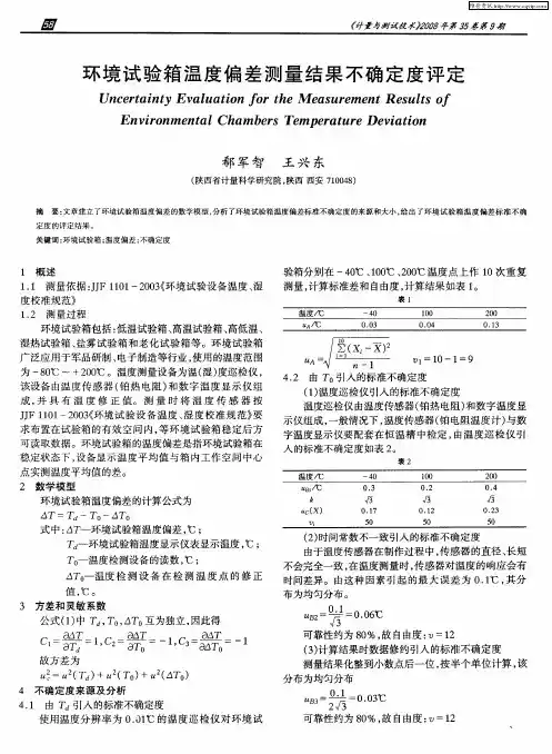环境试验箱温度偏差测量结果不确定度评定