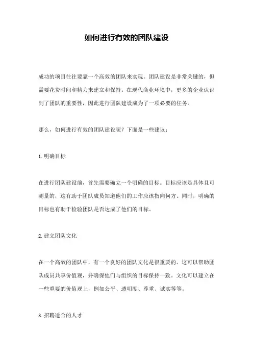 如何进行有效的团队建设