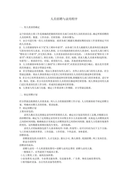 人员招聘与录用程序