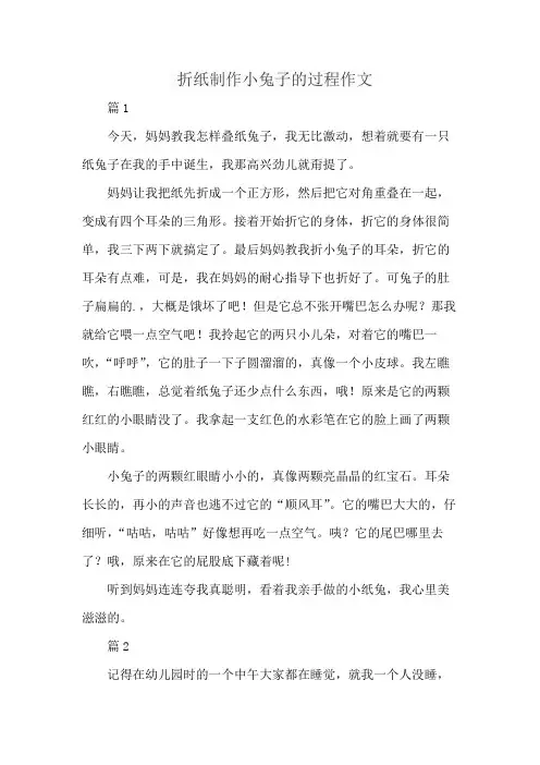 折纸制作小兔子的过程作文