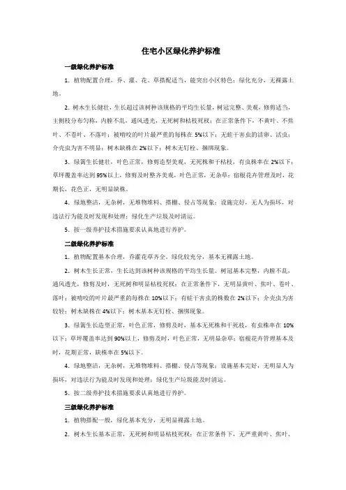 住宅小区绿化养护标准
