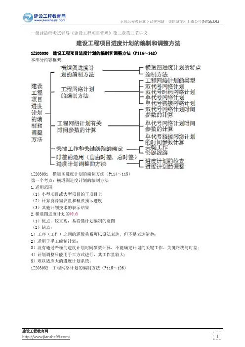 建设工程项目进度计划的编制和调整方法——一级建造师考试辅导《建设工程项目管理》第三章第一节讲义