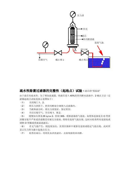 滤芯完整性试验检测方法