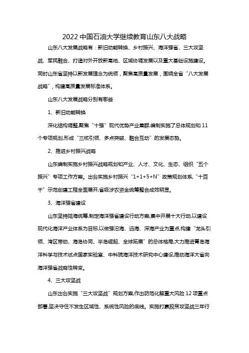 2022中国石油大学继续教育山东八大战略