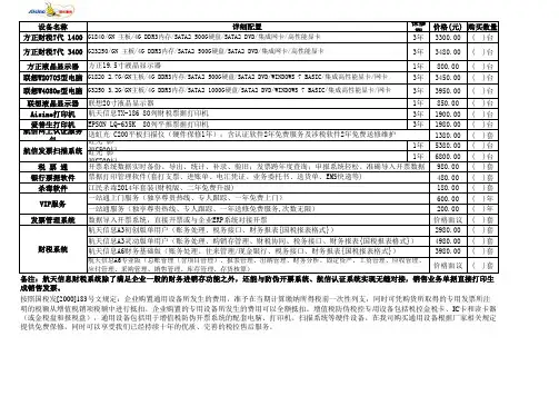 通用设备推荐选购表