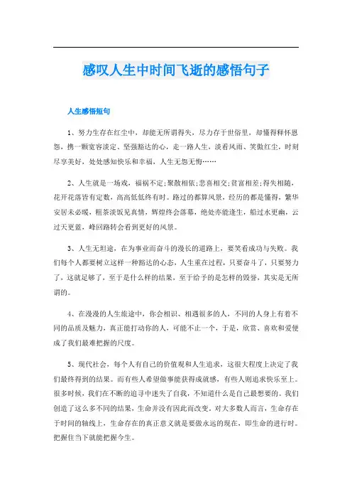 感叹人生中时间飞逝的感悟句子
