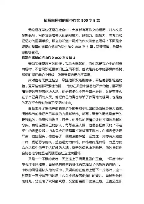 描写白杨树的初中作文800字5篇