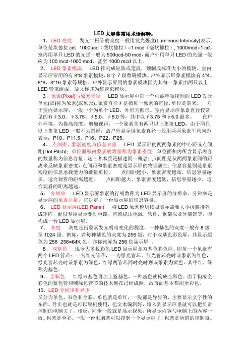 LED大屏幕常用术语解释