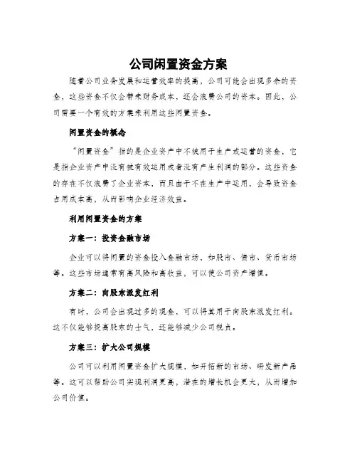 公司闲置资金方案