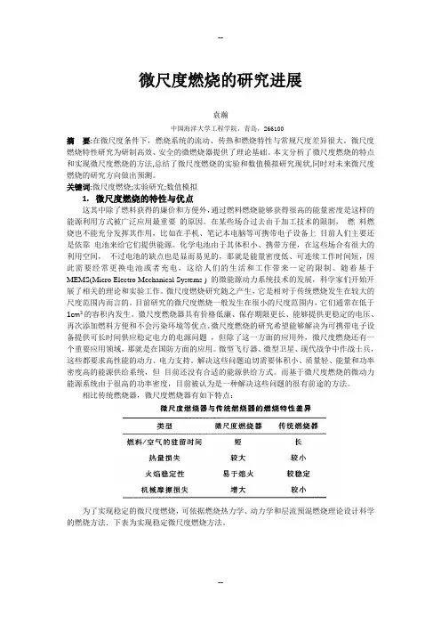 微尺度燃烧综述报告