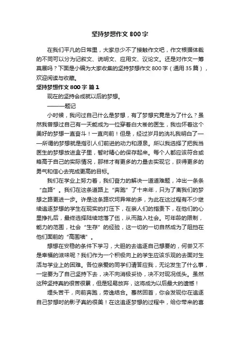 坚持梦想作文800字（通用35篇）