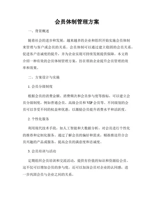会员体制管理方案
