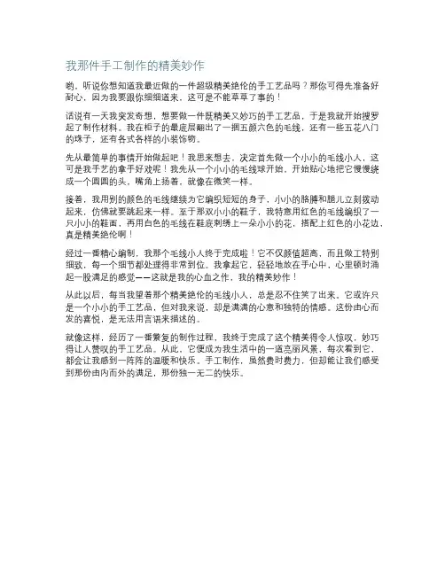 我的手工制作精美绝伦妙美精巧妙作文