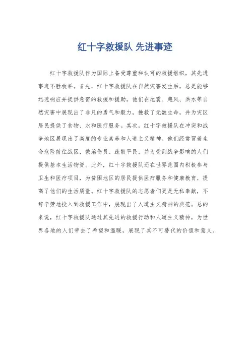 红十字救援队 先进事迹