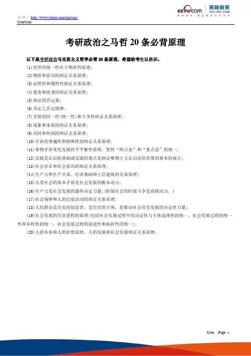 考研政治之马哲20条必背原理