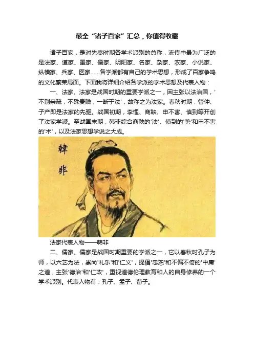 最全“诸子百家”汇总，你值得收藏