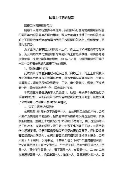 团青工作调研报告