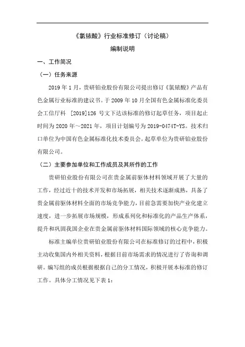 氰化亚金钾 标准编制说明