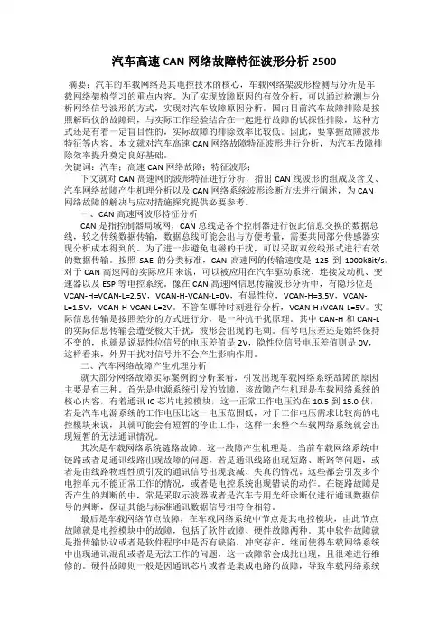 汽车高速CAN网络故障特征波形分析2500