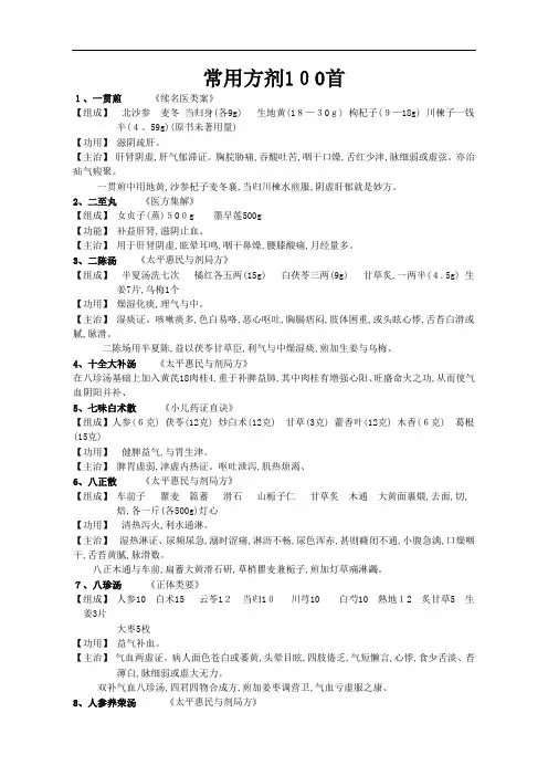 中医常用方剂100首