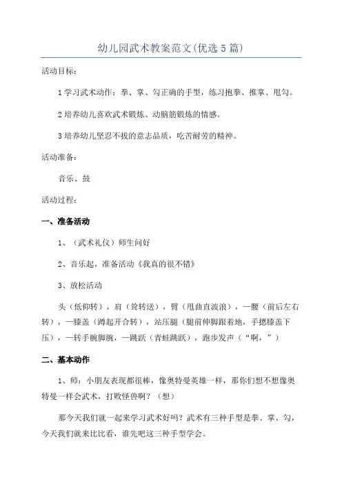 幼儿园武术教案范文(优选5篇)
