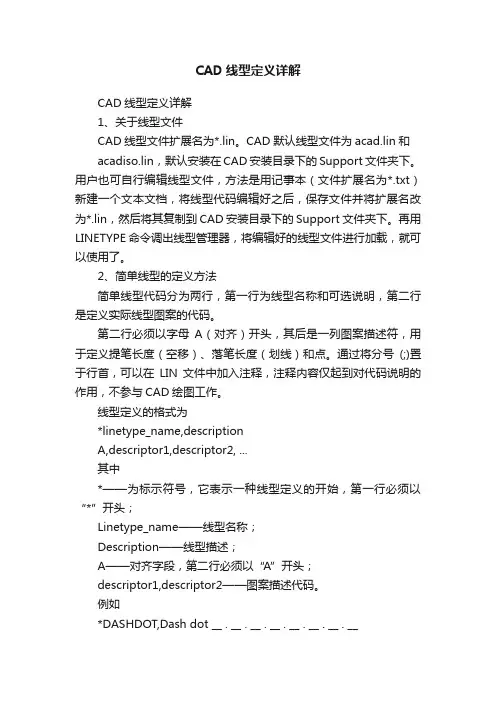CAD线型定义详解