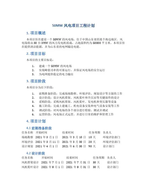 50MW风电项目工程计划