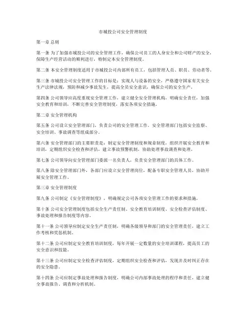 市城投公司安全管理制度
