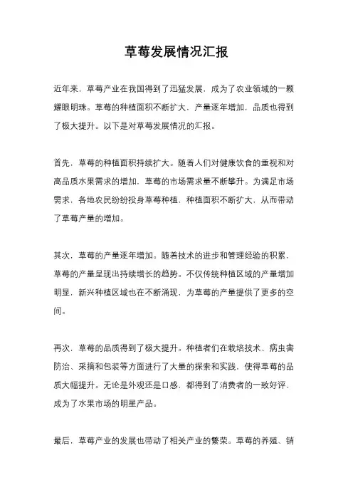 草莓发展情况汇报