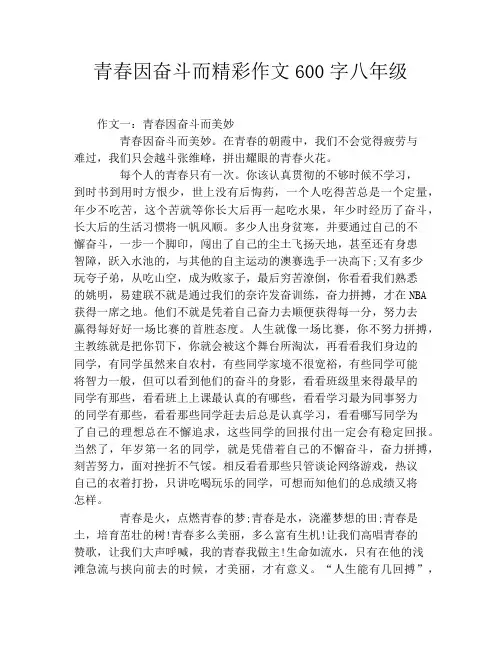 青春因奋斗而精彩作文600字八年级