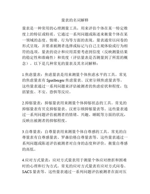 量表的名词解释