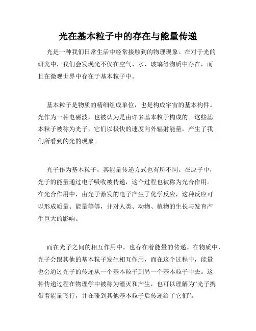 光在基本粒子中的存在与能量传递