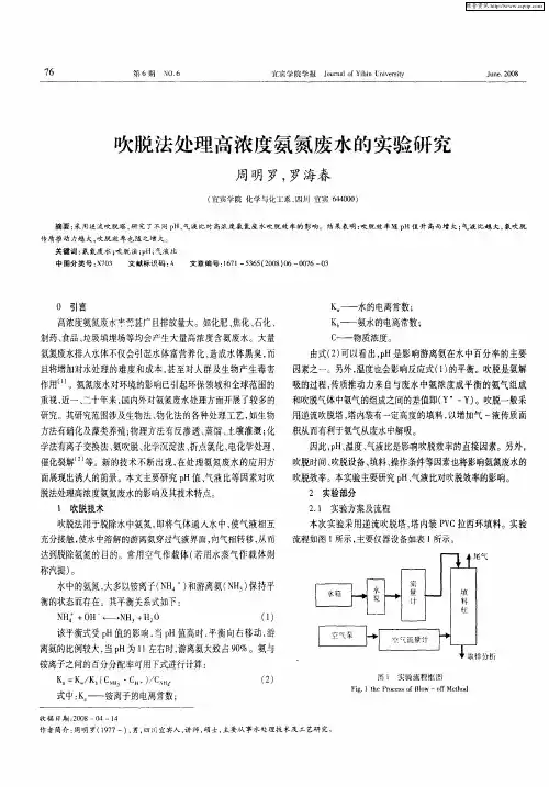 吹脱法处理高浓度氨氮废水的实验研究