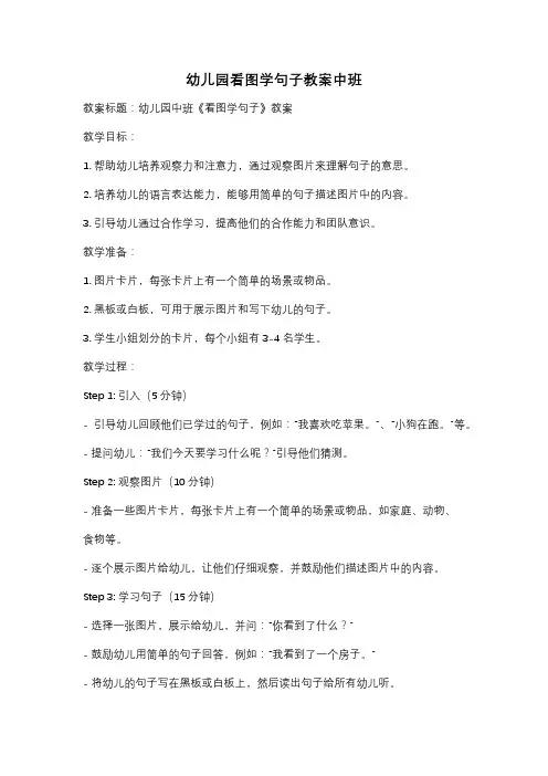 幼儿园看图学句子教案中班